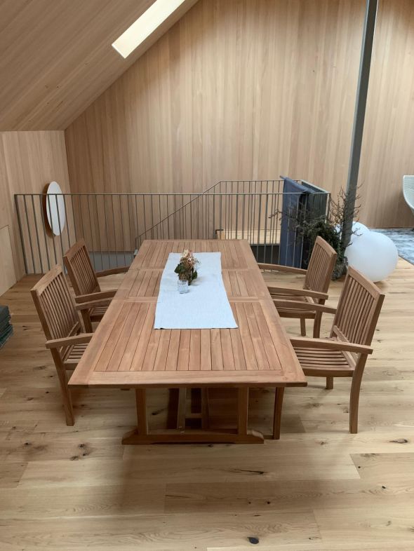 Outdoor Garnitur Teakholz Esstisch ausziehbar Tisch